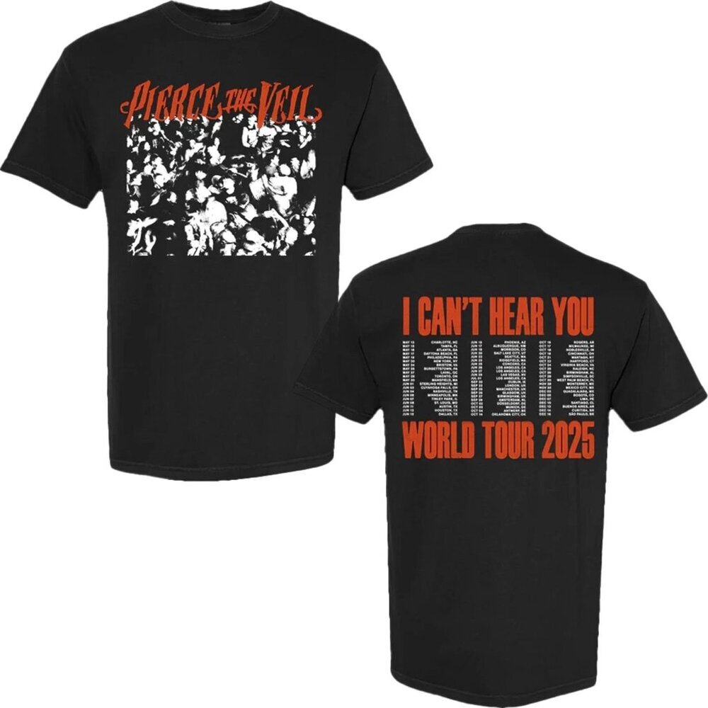 Pierce The Veil I Can't Hear You Tour 2025 Black Mosh Pit T-Shirt 73
